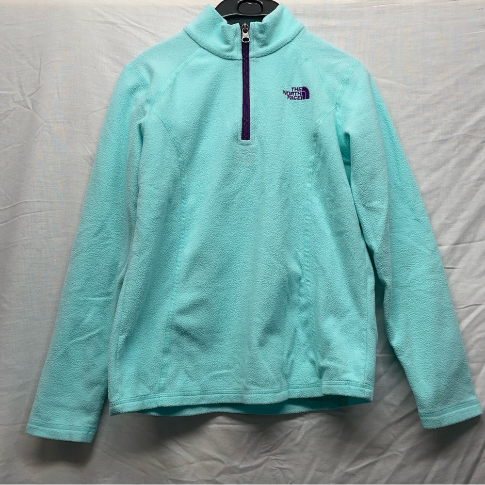 The North face girls glacier 1/4 zip fleece shirt pullover medium 10 blue purple